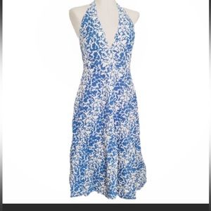 J. Crew Factory Blue and White Halter Dress